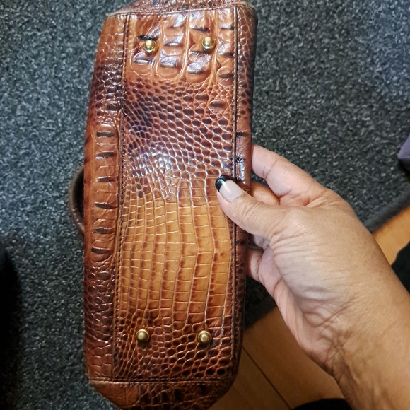 BRAHMIN brown leather crocodile alligator print shoulder bag purse